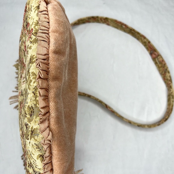 Vintage Daphne Canvas Tassel Pastel Crossbody Purse Cottage Fringe Pink Antique - Picture 7 of 10